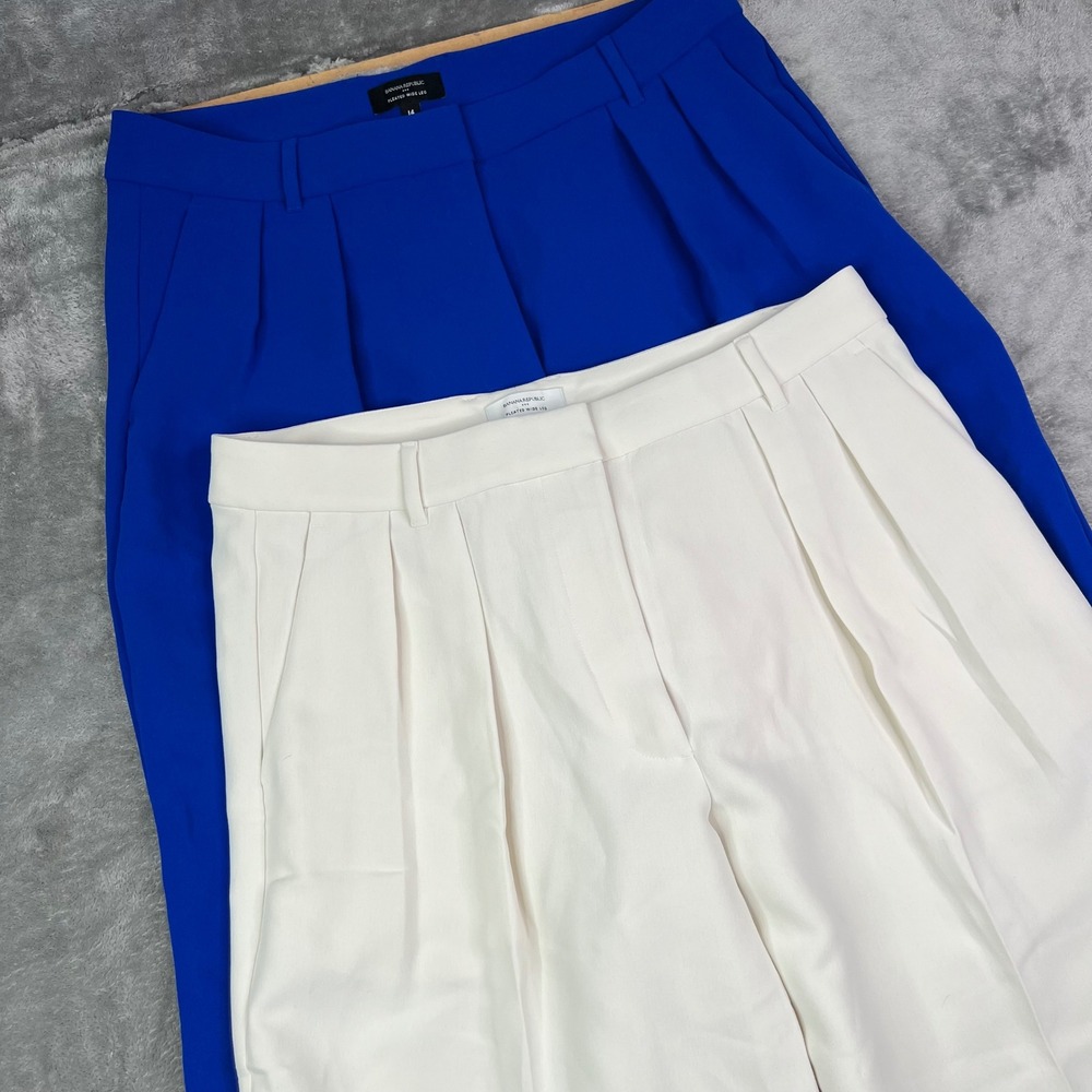 Banana Republic Pleated Wide Leg Relaxed Trousers Womens 14 High Rise Lot of 2